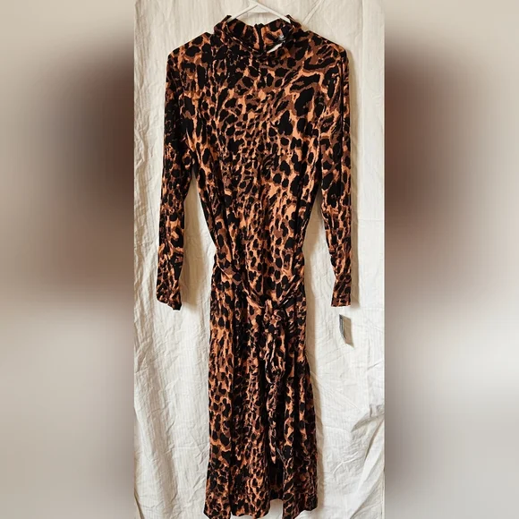 INC Stretch Midi Sheath Animal Print Pocketed Dress Size XL - Picture 3 of 5